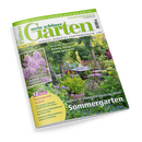 Titelblatt des Gartenmagazins „mein schöner Garten“, Ausgabe Juni 2025, mit dem Untertitel „Europas größtes Gartenmagazin“. Zentrales Titelbild zeigt einen üppig bepflanzten sommerlichen Garten mit Gartentisch, Stühlen, Blumentöpfen und blühenden Stauden. Textüberschriften: „Richtig düngen leicht gemacht“, „Unsere 50 schönsten Ideen für Ihren Sommergarten“, „Duftende Stauden entdecken“, „12 Seiten Gartenpraxis im Juni“.