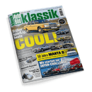 Cover der Zeitschrift Auto Bild Klassik mit gelbem Mercedes 230 W 123 und der Schlagzeile Früher spießig, heute COOL!. Weitere Oldtimer wie der Opel Manta B sind ebenfalls abgebildet.