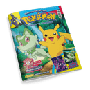 Titelbild des Magazins „Pokémon – Das offizielle Magazin“ mit den gezeichneten Figuren Pikachu rechts und Felori links vor Waldhintergrund; obere Randaufschrift „schnapp sie dir alle!“, unten Werbetexte „DIE BESTEN SPIELZEUGE AUS Pokémon-Sammelkartenspiel PARADOXRIFT“ und „COOLE POSTER“, mit Webadresse „www.pokemon.de“ und Panini-Logo.