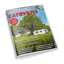 Cover des Magazins Camping, Cars & caravans mit Wohnwagen und Auto auf einem gelben Feld. Hauptschlagzeile: Der dänische Frühling.