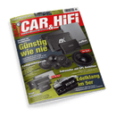 Cover des Magazins CAR & HIFI, Ausgabe Juli/August 2025, zeigt verschiedene Auto-HiFi-Verstärker, Lautsprecher und einen Subwoofer, mit Schlagzeilen wie Günstig wie nie und Edelklang im 5er.