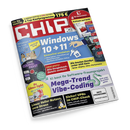 Titelblatt der Technikzeitschrift „CHIP“, Ausgabe 03/2026, mit rotem Logo oben auf weißem Hintergrund. Mittig blaue Fläche mit Schrift „Windows 10 → 11“ und einer gezeichneten Hand, die einen Schlüssel hält. Weitere farbige Textfelder zeigen Themen wie „Mega-Trend Vibe-Coding“, „Linux light“, „VPNs im CHIP-Check“ und „Die besten Handys unter 600 Euro“. Abgebildet sind Symbole, Icons, DVDs und Computerillustrationen vor grauem Hintergrund.