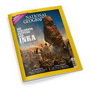 Magazin „National Geographic“, Ausgabe Juli 2016, mit gelbem Rand und Titelthema „Die verlorene Festung der Inka“. Auf dem Cover ist eine historische Szene mit zahlreichen Personen in traditioneller Kleidung vor einer großen Felsformation dargestellt, im Hintergrund Berge und Himmel. Zusätzliche Texte: „Größer als Machu Picchu...“, „Rettendes Reptil“ und „Amerika feiert“.