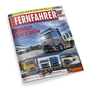 Titelblatt des Magazins „FERNFAHRER – Das Truck-Magazin für Berufskraftfahrer“ mit rotem Logo auf weißem Hintergrund. Im Mittelpunkt ein bunt lackierter Lkw-Modell „Actros“ vor einem modernen Gebäude mit Fahnen. Darunter kleinere Fotos weiterer Lkw in unterschiedlichen Farben und Baujahren. Überschriften u. a.: „GEBAUT FÜR EUCH“, „AUF ACHSE“, „OLDTIMER“, sowie ein gelber Hinweisstreifen zu „DAF mit Küche und Bad“.