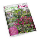Cover des Magazins GartenFlora, Juni 2025, zeigt einen blühenden Rosengarten mit pinken Rosen im Vordergrund und der Schlagzeile Duftrosen.