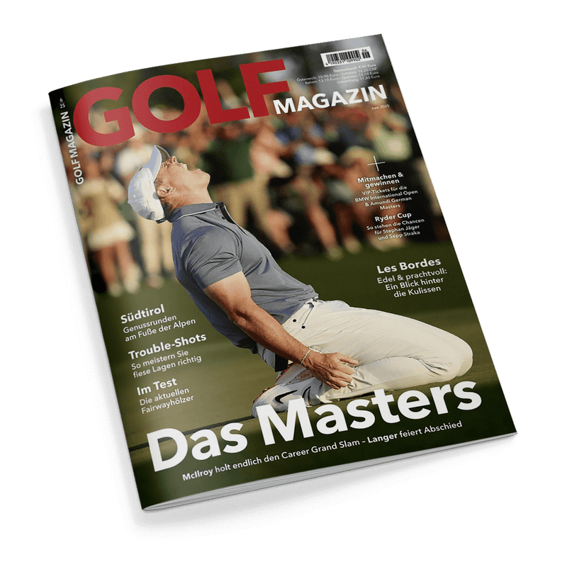 Cover des Golf Magazins Juni 2025 mit einem jubelnden Golfer auf dem Platz, Hauptschlagzeile Das Masters.