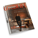 Cover des Magazins WOHN-DESIGN GOODLIFE, das einen jungen Mann in dunkler Kleidung zeigt, der an einem Holztisch lehnt, mit der Schlagzeile Räume mit Tiefgang.