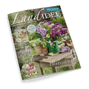 Cover des Magazins LandIDEE mit einer grünen Gießkanne voller lila und weißer Fliederblüten auf einem Holztisch. Hauptschlagzeile: Bezaubernder Blütentraum im Sommer.