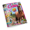 Schräg fotografiertes Cover der Pferdezeitschrift „Lissy“ mit großem pink-weißem Logo, braunem Pferd im Vordergrund und Collagen aus weiteren Pferdefotos, einer Reiterin, Comicfiguren und Herzen. Sichtbare Texte: „10x cooler Gewinn!“, „Backstage beim Reittunier“, „4 Poster zum Verlieben“, „DIY Pferdestarke Abkühlung“, „Retro Comic“, „Zum Wiehern komisch“ und „Welcher Pferdetyp passt zu dir?“.