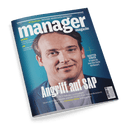 Cover von manager magazin, lächelnder Mann, Schlagzeile Angriff auf SAP.