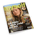 Cover des Magazins myself mit einer lächelnden Frau in brauner Jacke und der Schlagzeile Ich fühle mich wohl mit mir.