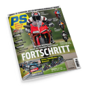 Schräg vor schwarzem Hintergrund abgebildetes Magazincover „PS sport motorrad magazin“ mit einer helmtragenden Person auf einem roten Sportmotorrad; weitere Motorräder sind rundherum angeordnet. Sichtbare Texte: „Zonkos Er-Fahrungen: Wie ich Motorradjournalist wurde“, „Ducati 996 S“, „Panigale V2 S“, „Aprilia“, „KTM“, „Triumph“, „Rekord Supertest BMW M 1000 RR“ und „Feine Zweitakt-Renner“.