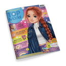 Titelbild der Zeitschrift „TOPModel by Depesche“ Ausgabe 1/2026 mit einer gezeichneten, rotblonden Figur mit seitlichem Zopf, Jeansjacke und weißem Shirt vor winterlichem Hintergrund mit Schneeflocken; links eine bunte Themenleiste mit Texten wie „Stick, Stick, Hurra!“, „Schnee-Chaos“ und „Schmetterlinge im Bauch“; unten Hinweise auf Extras wie „80 bunte Sticker“, „Jahreskalender“ und „Großes Sammelposter“.